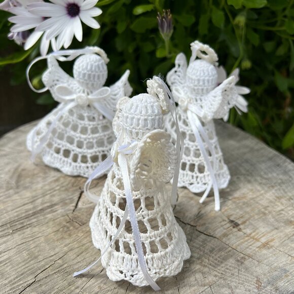 Three Vintage Crochet Angel Tree Topper - Picture 7 of 8